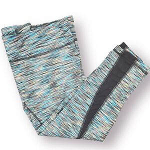 Zella Space Dye Colorful Marled Mesh Ankle Leggings Blue Multicolor M